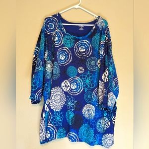 Liz&Me, Royal blue with white and black and turquoise pattern, size 4X
